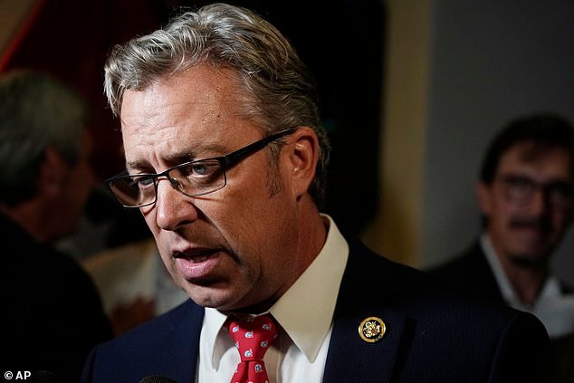 U.S. Rep. Andy Ogles, R-Tenn., speaks to supporters after being declared the winner in his Republican primary race Thursday, Aug. 1, 2024, in Franklin, Tenn